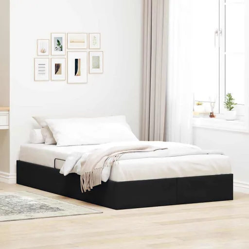 Cama com Armazenamento com Cabeceira Preto 120 x 200 cm Veludo