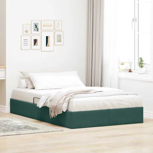 Cama com Armazenamento Verde Escuro 120 x 200 cm Veludo
