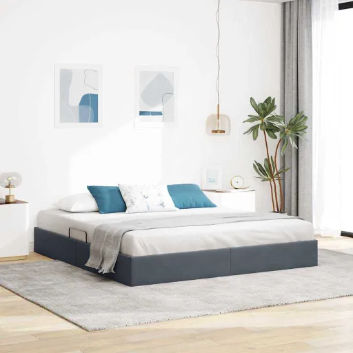 Cama com Armazenamento Cinza Escuro 180 x 200 cm Veludo