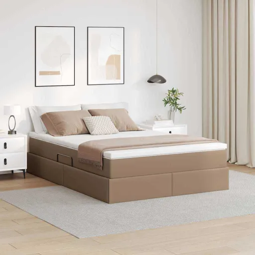 Cama com Arrumação e Colchão Cappuccino 140 x 190 cm