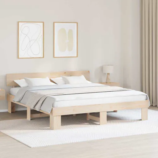 Estrutura da Cama com Cabeceira Castanho 200 x 200 cm
