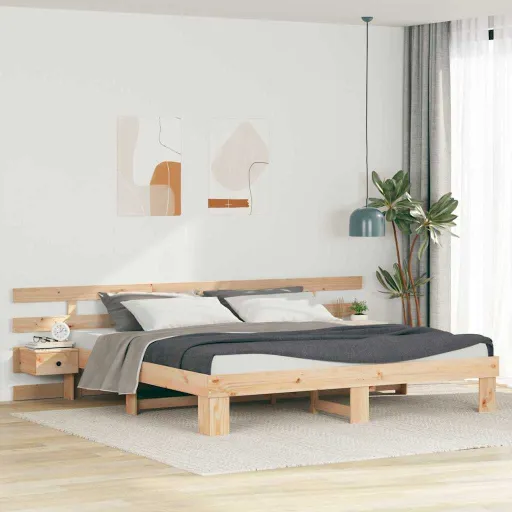 Estrutura da Cama com Cabeceira Castanho 200 x 200 cm