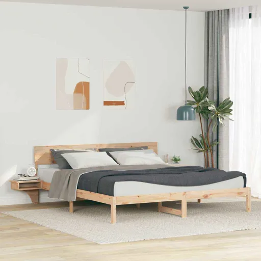 Estrutura da Cama com Cabeceira Castanho 200 x 200 cm