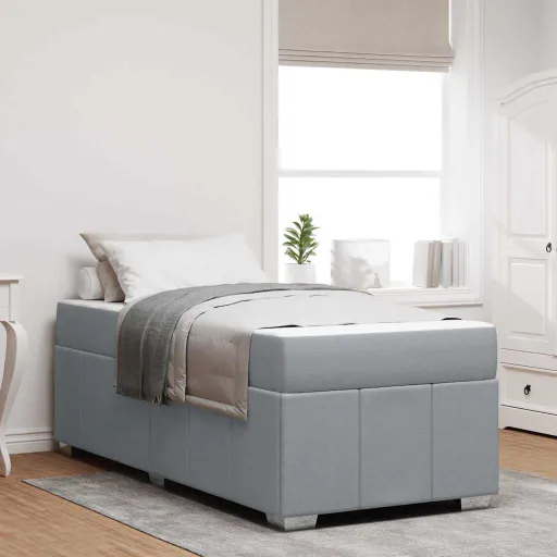 Estrutura da Cama Cinzento-Claro 100 x 200 cm Tecido