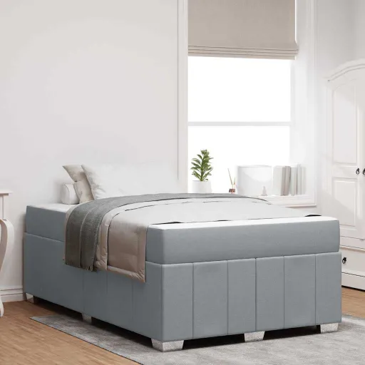 Estrutura da Cama Cinzento-Claro 120 x 190 cm Tecido