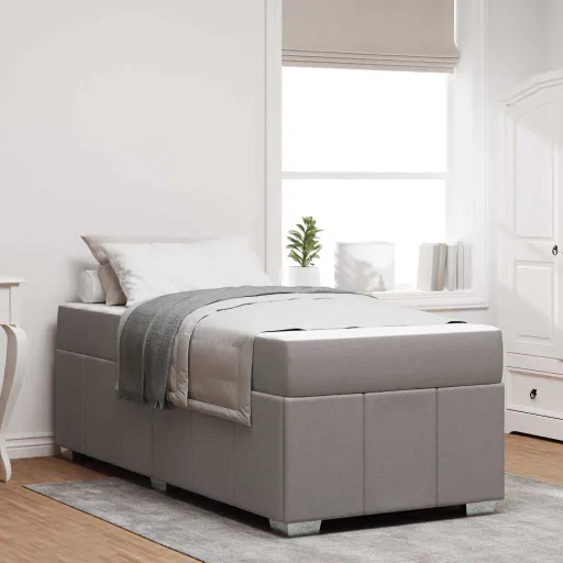 Estrutura da Cama Cinzento-Acastanhado 120 x 190 cm Tecido