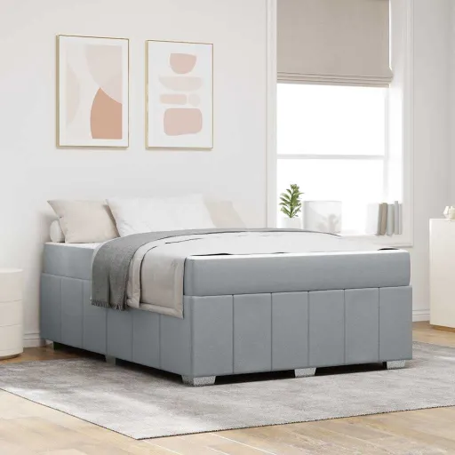 Estrutura da Cama Cinzento-Claro 140 x 200 cm Tecido