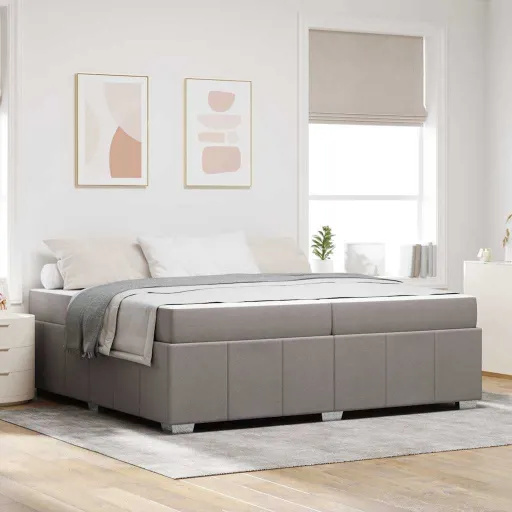 Estrutura da Cama Cinzento-Acastanhado 200 x 200 cm Tecido