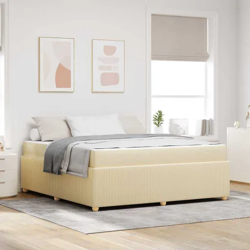 Estrutura da Cama com Colchão Creme 180 x 200 cm Tecido