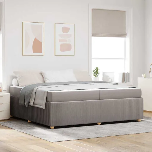 Estrutura da Cama Cinzento-Acastanhado 200 x 200 cm Tecido