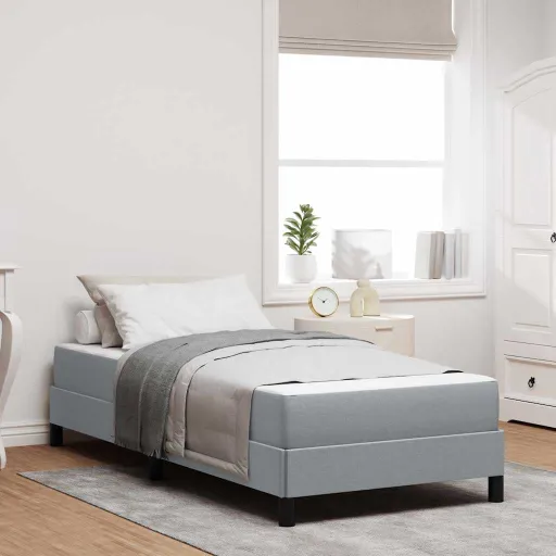 Cama Box com Colchão Cinzento-Claro 80 x 200 cm Tecido