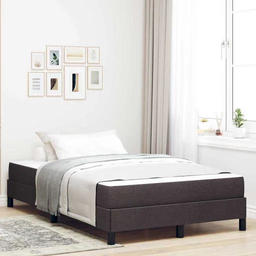 Cama Box com Colchão Marrom Escuro 120 x 200 cm Tecido