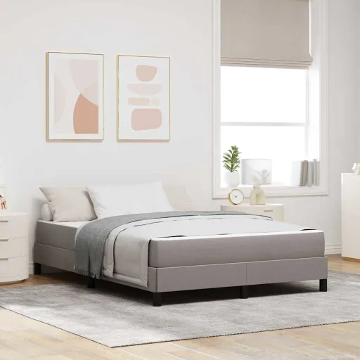 Cama Box com Colchão Cinzento-Acastanhado 140 x 190 cm Tecido