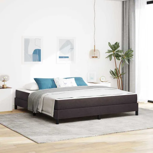 Cama Box com Colchão Marrom Escuro 180 x 200 cm Tecido