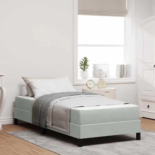 Cama Box com Colchão Cinzento-Claro 80 x 200 cm Tecido