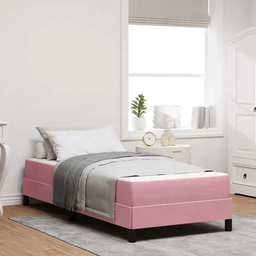 Cama Box com Colchão Rosa 100 x 210 cm Tecido