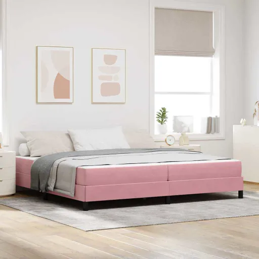 Cama Box com Colchão Rosa 200 x 220 cm Tecido
