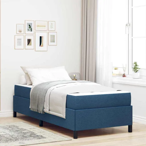 Cama Box com Colchão Azul 90 x 190 cm Tecido