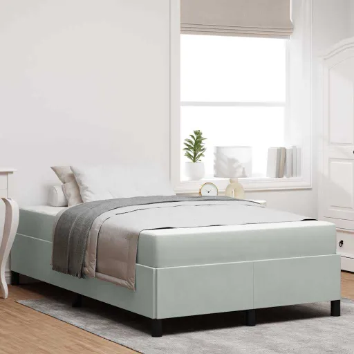 Estrutura da Cama Cinzento-Claro 120 x 200 cm Tecido