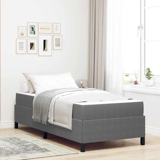 Estrutura da Cama Cinzento-Claro 100 x 200 cm Tecido
