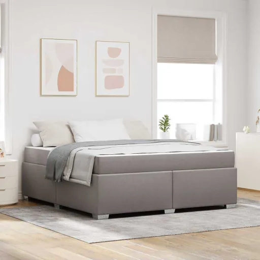 Estrutura da Cama Cinzento-Acastanhado 180 x 200 cm Tecido
