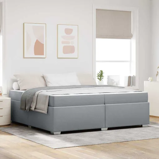 Estrutura da Cama Cinzento-Claro 200 x 200 cm Tecido