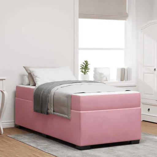 Estrutura da Cama com Colchão Rosa 90 x 200 cm Tecido