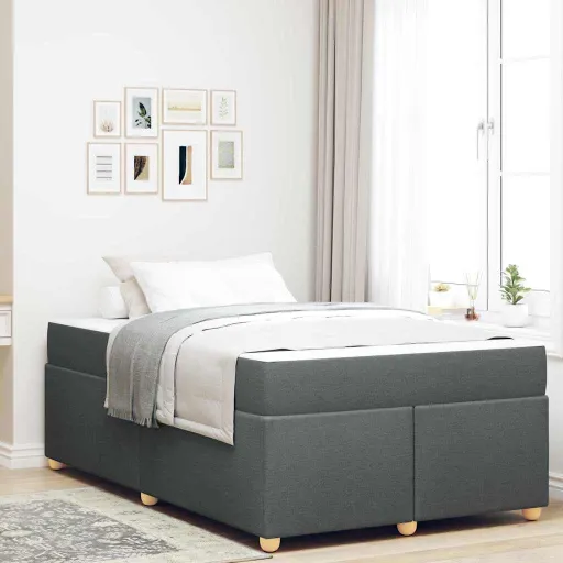 Estrutura da Cama com Colchão Cinza Escuro 120 x 200 cm Tecido