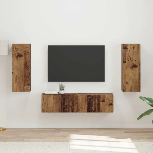 Conjunto de Móvel de TV   Madeira Antiga Madeira Processada (2 pcs)
