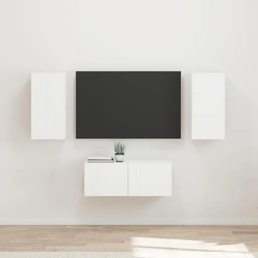 Conjunto de Móvel de TV   Branco Madeira Processada (6 pcs)
