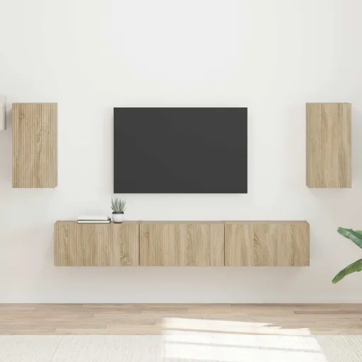 Conjunto de Móvel de TV Montado na Parede   Carvalho Sonoma (5 pcs)
