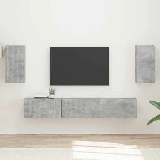 Conjunto de Móvel de TV   Cinzento Madeira Processada (5 pcs)