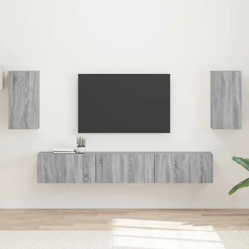 Conjunto de Móvel de TV   Cinza Sonoma Madeira Processada (5 pcs)