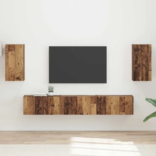 Conjunto de Móvel de TV   Madeira Antiga Madeira Processada (5 pcs)