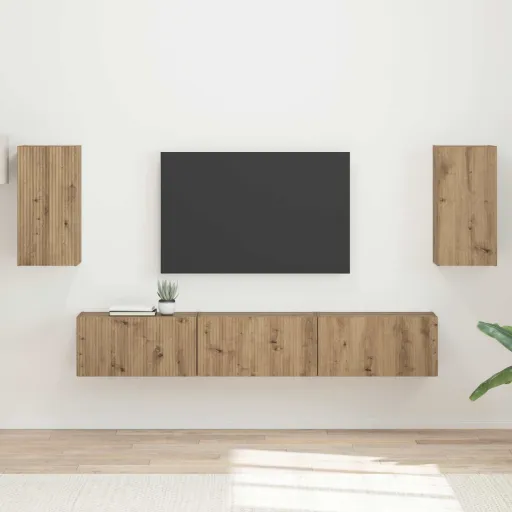 Conjunto de Móvel de TV   Carvalho Artesanal (5 pcs)