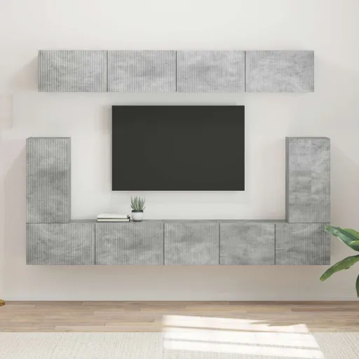 Conjunto de Móvel de TV   Cinzento Madeira Processada (5 pcs)