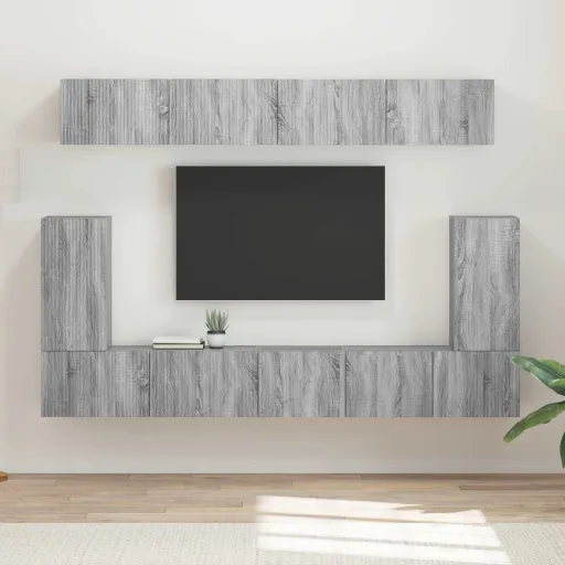 Conjunto de Móvel de TV   Cinza Sonoma Madeira Processada (5 pcs)