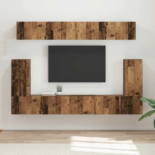 Conjunto de Móvel de TV   Madeira Antiga Madeira Processada (5 pcs)