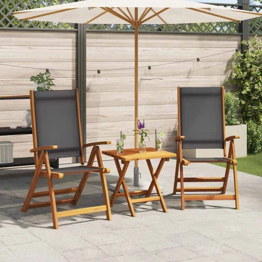 Cadeiras de Jardim Dobráveis   Acácia Maciça e Textilene (2 pcs)