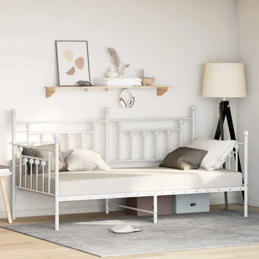 Estrutura de Cama de Dia Branco 100 x 200 cm Aço