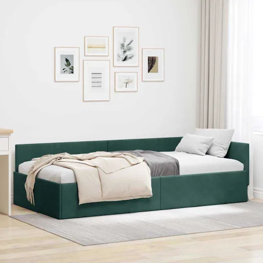 Estrutura de Cama de Canto Verde Escuro 100 cm x 200 cm
