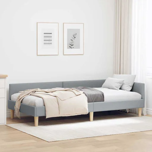 Estrutura de Cama de Canto Cinzento-Claro 80 x 200 cm Tecido
