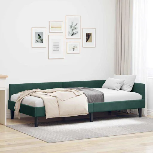 Estrutura de Cama de Canto Verde Escuro 90 cm x 190 cm