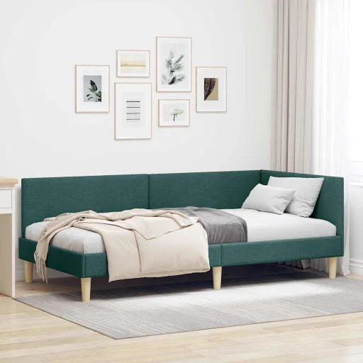 Estrutura de Cama de Canto Verde Escuro 90 cm x 190 cm