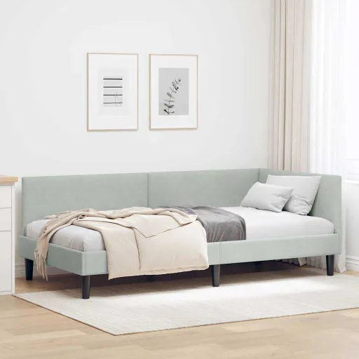 Estrutura de Cama de Canto Cinzento-Claro 80 cm x 200 cm
