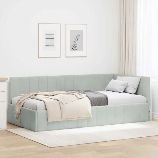 Estrutura de Cama de Canto Cinzento-Claro 100 cm x 200 cm