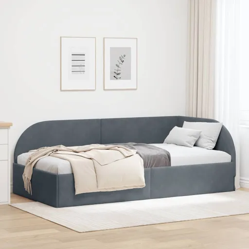 Estrutura de Cama de Canto Cinza Escuro 90 cm x 190 cm