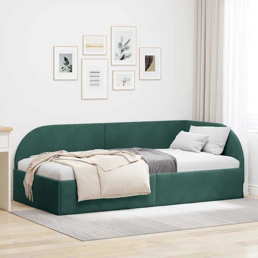 Estrutura de Cama de Canto Verde Escuro 90 cm x 190 cm