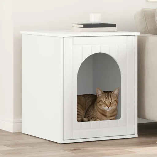 Casa para Gatos Branco 53 x 52 x 62 cm Madeira Processada