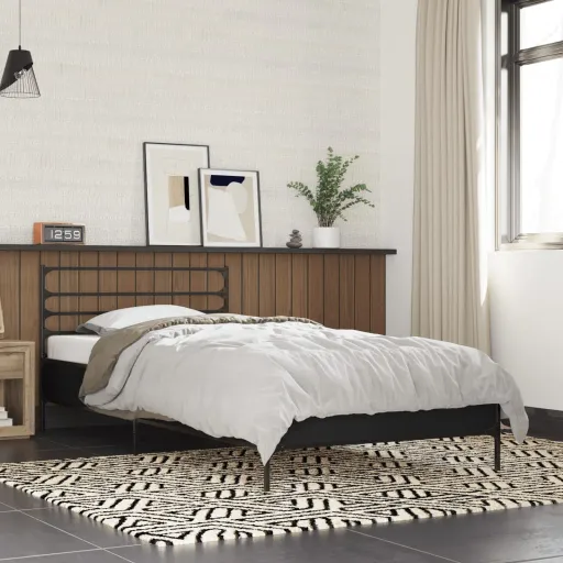 Estrutura de Cama 100x200 cm Derivados de Madeira/Metal Preto